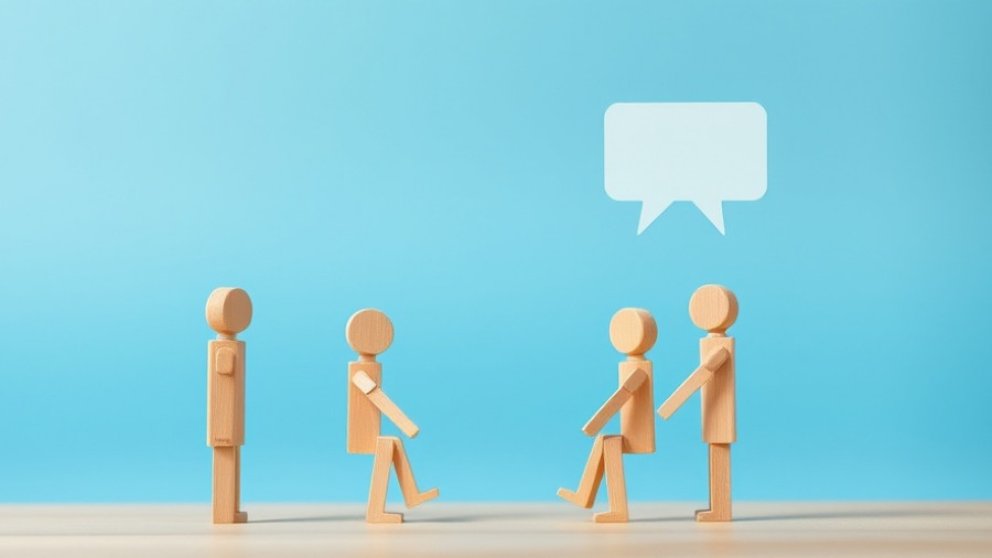 Tough Conversations between wooden figures with speech bubbles.