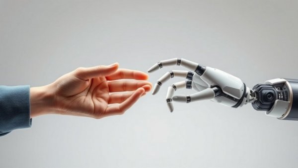 Designing Your AI Twin for Content Consistency: Human and robot hands reaching.