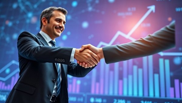 Emotional intelligence in sales performance: handshake with growth graph and EQ.