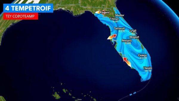 Cold front in Florida map showing near record fall temperatures.