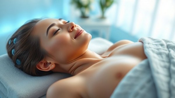 Woman relaxed during Endospheres Therapy session in spa setting.