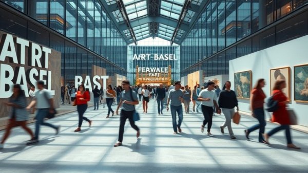 Visitors at Art Basel during Miami Art Week 2025, vibrant and bustling.