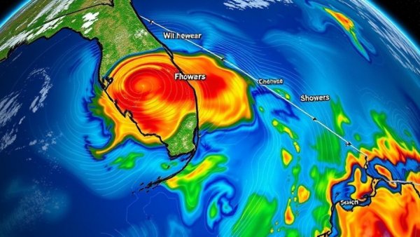 South Florida Weather Forecast map shows high pressure and showers.