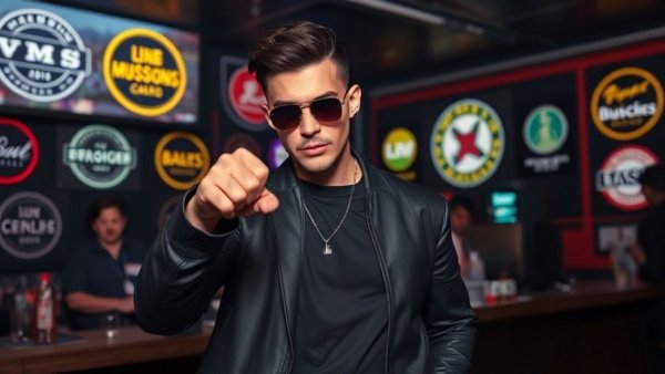 Confident person at LIV Nightclub making a bold gesture, stylish attire.