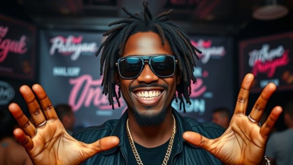 Quavo at LIV Nightclub striking a pose, vibrant atmosphere.