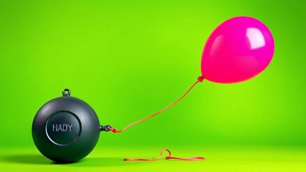 Illustration of positioning bad metrics to investors: fuchsia balloon tied to weight.