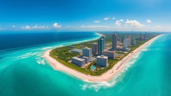 Aerial view of Miami Beach skyline and coastline; Ultimate Miami Beach Travel Guide.