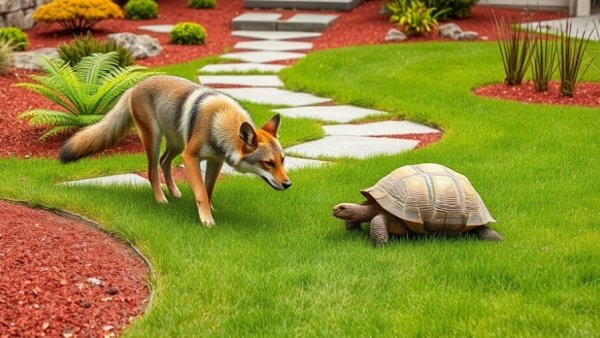 Coyote sighting in Miami Springs with coyote and tortoise.