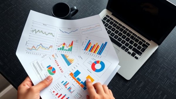 Survey Text Analysis Techniques: Analytical paper with charts next to laptop.