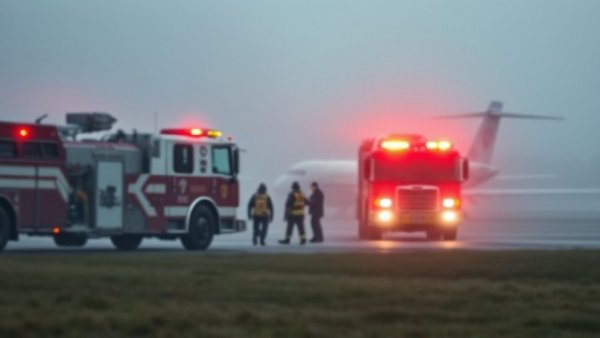 Emergency response at business jet crash North Carolina in fog.