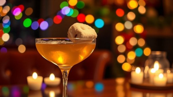 Miami holiday cheer: festive cocktail with a toasted marshmallow.
