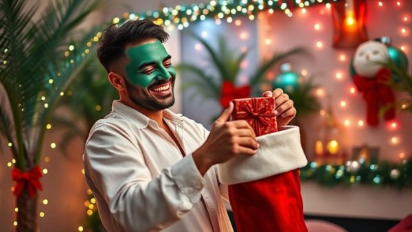 Miami Christmas comedy show with festive green face comedian.