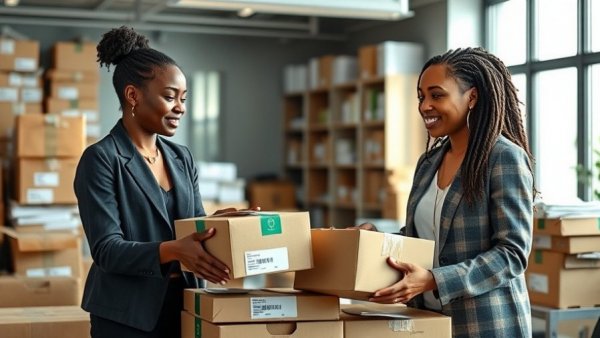 Women organizing packages for home organization and business efficiency.