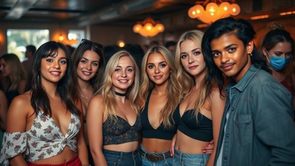 Stylishly dressed people celebrating New Year's Eve 2026 in Miami.