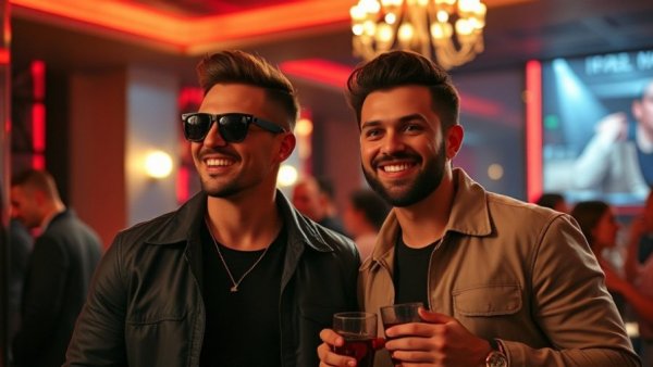 New Year’s Eve Celebration Miami 2026, stylish men in vibrant attire.