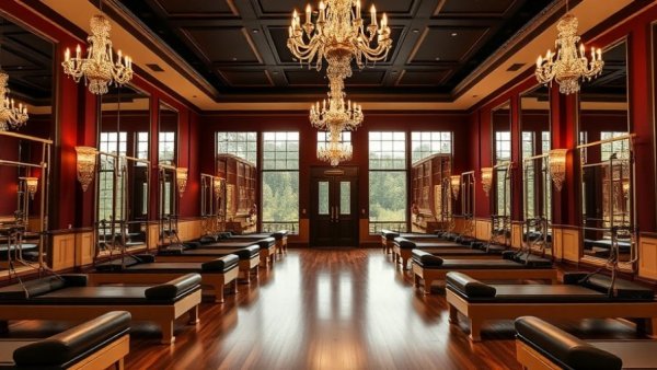 Luxurious Pilates studio in Miami wellness spot, elegant decor.