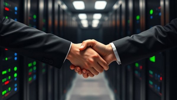 Handshake symbolizing outsourced IT support services in a data center environment.