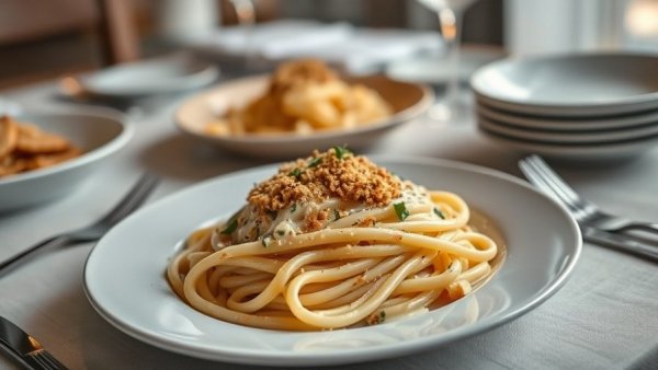 Kwame Onwuachi Las' Lap Miami pasta dish with breadcrumbs.