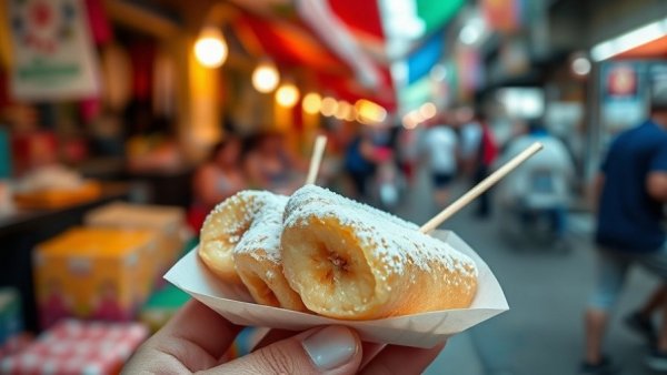 Banana roti dessert in Thailand, close-up view.