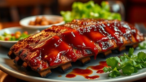 Glazed ribs at newest restaurant in Downtown Miami, vibrant and inviting.