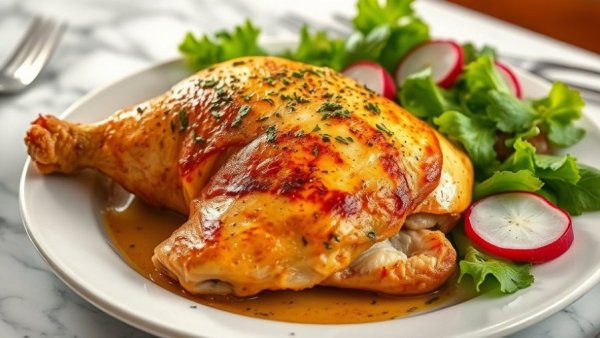 Delicious meal at The Drexel Restaurant Miami Beach featuring roasted chicken and fresh salad.