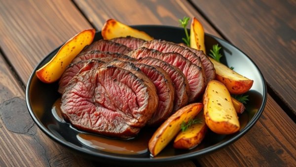 Grilled beef and potato dish, avoiding SOBEWFF dining options.