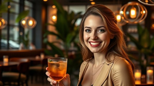 Yamashiro Miami Japanese food: Woman enjoying cocktail in cozy setting.