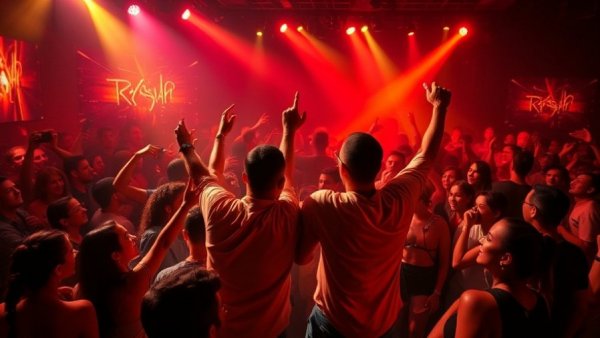 Energetic nightclub performance at E11EVEN Miami with vibrant crowd.