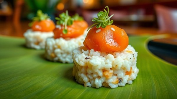 Delicious Miami small bites with crispy rice and salmon tartare.