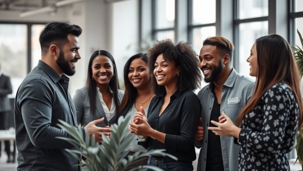 Team Operating System for Business Coaches concept with engaged team in office.