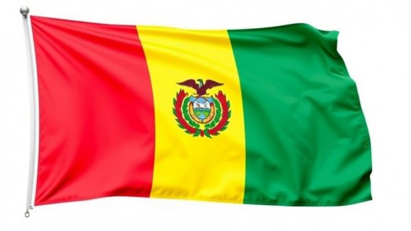 Detailed Bolivian flag with emblem on bright background.