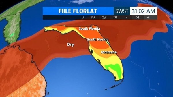 Weather map showing Windy Conditions in March front over South Florida.