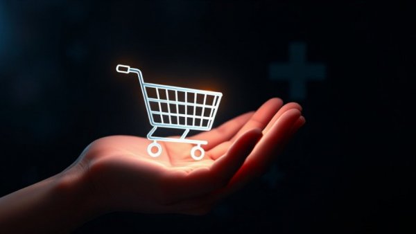 Ecommerce Fulfillment Services Success: Hand holding a glowing cart icon.