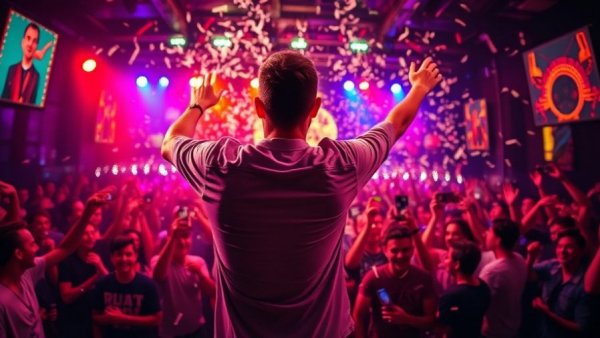 Lively Ludacris performance at LIV Miami with energetic crowd and confetti.