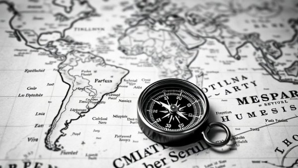 Vintage map and compass symbolizing direction and strategy in direct mail retargeting.