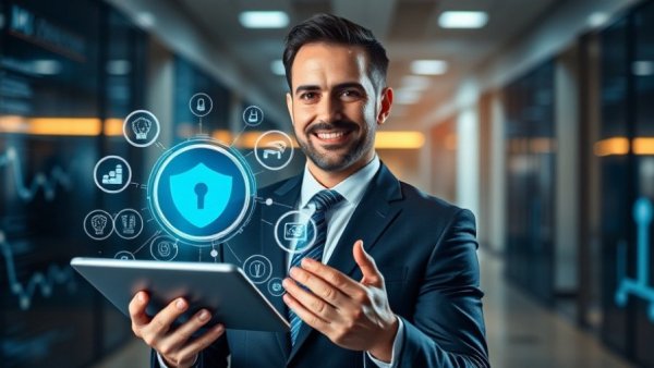 Online safety best practices for small business owners: cybersecurity display.