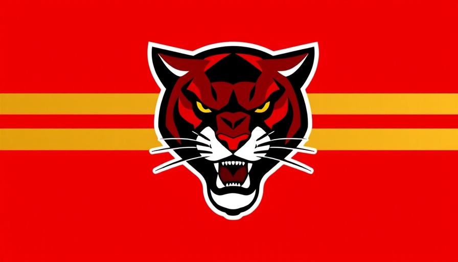 Florida Panthers logo with red background and stripes