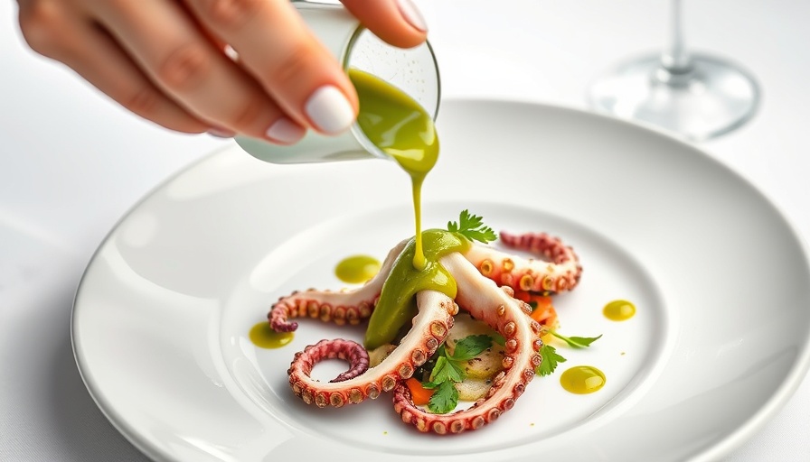 Gourmet dish with octopus and sauce, Best Restaurants in Miami When Someone Else is Buying.