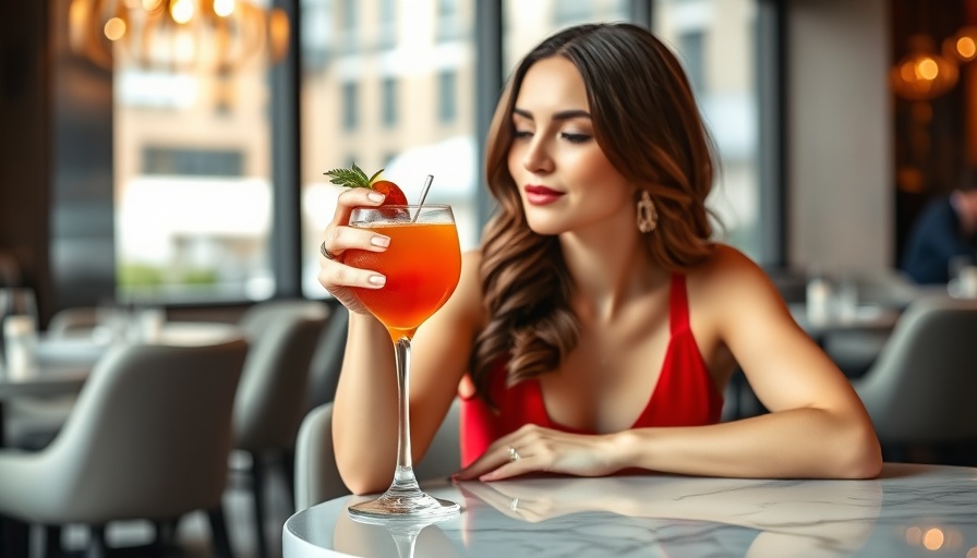 Woman in Coral Gables enjoying Peruvian cocktail.