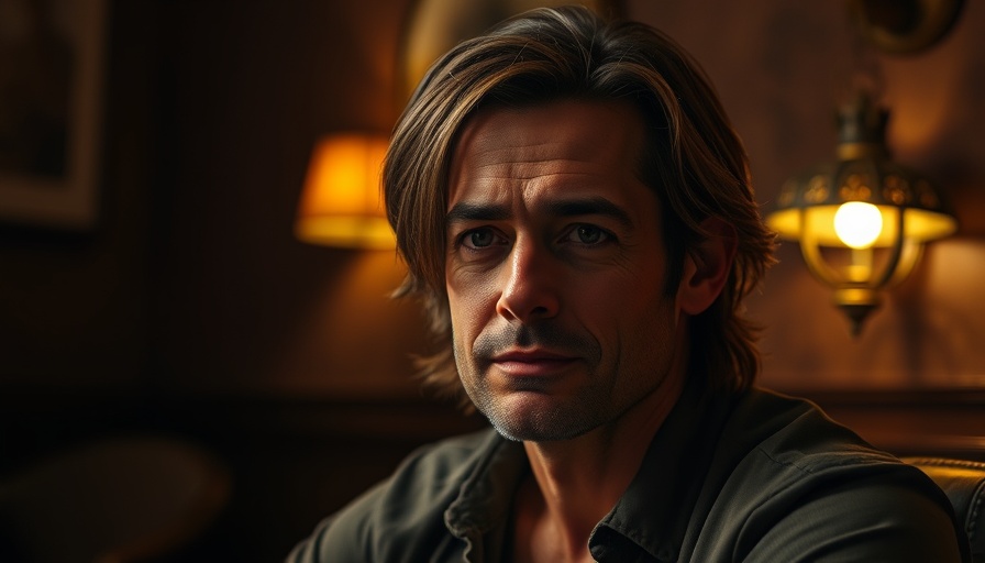 Villains of the Big Screen: Man in dimly lit room, smiling slightly.