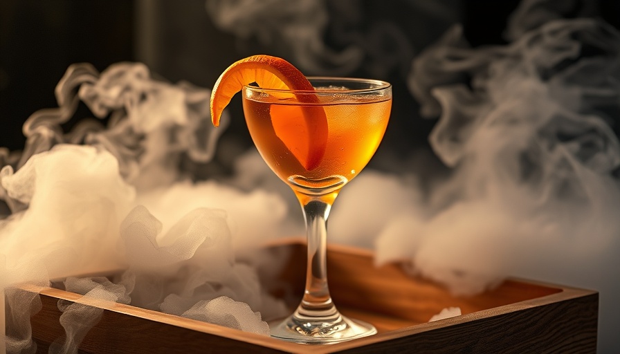 Best Mocktails in Miami: Mocktail with fog effect and orange peel.