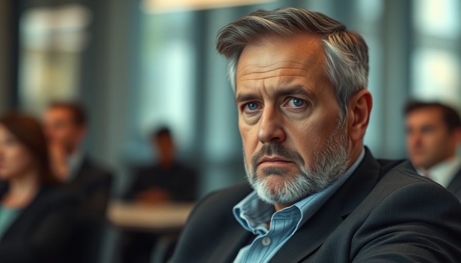 Thoughtful middle-aged man in meeting related to Ukraine corruption and aid.