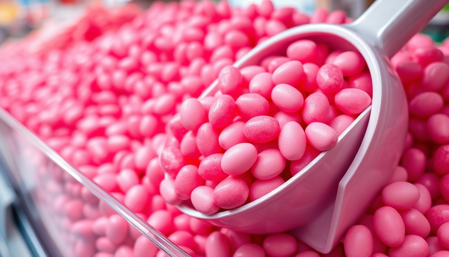 Colorful Swedish candy display in Miami store.