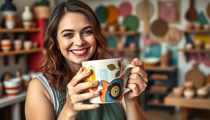 Woman enjoying pottery painting in a Miami studio, vibrant ambiance.