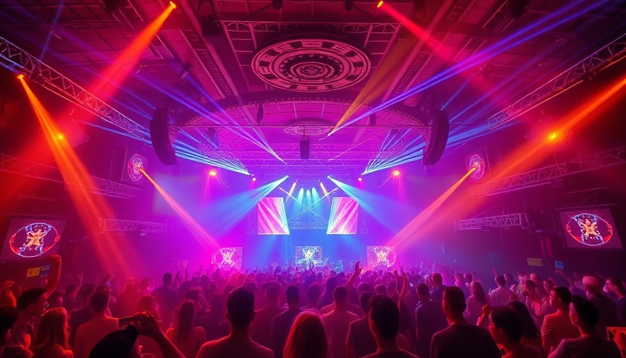 Energetic nightclub scene at Club Space Miami with vibrant laser lights.