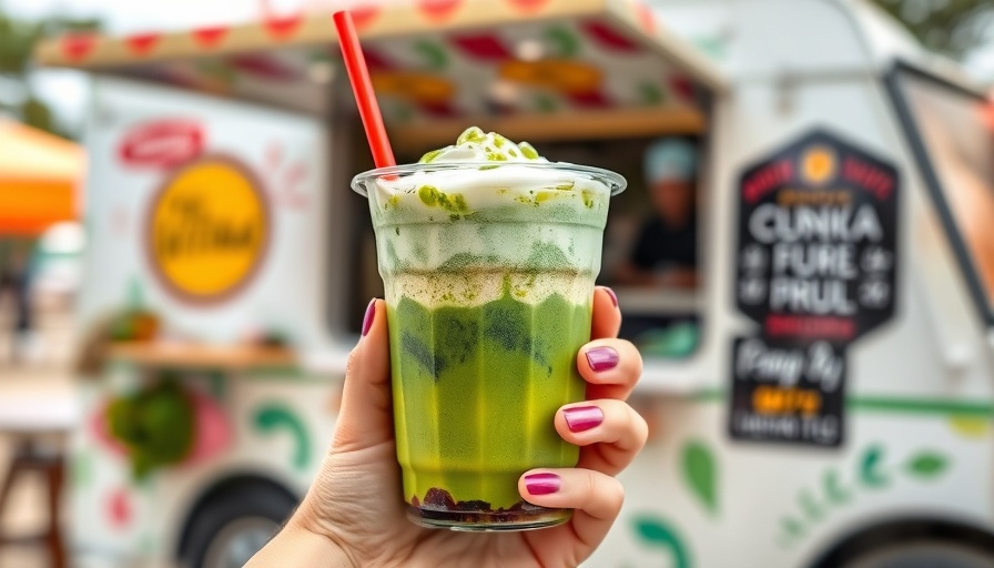 Layered matcha drink at Miami Matcha Pop-up, vibrant and detailed.