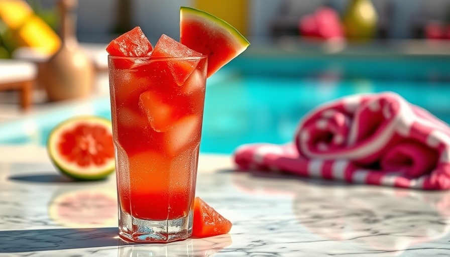 Refreshing watermelon cocktail by the pool, best summer cocktails in Palm Beach.