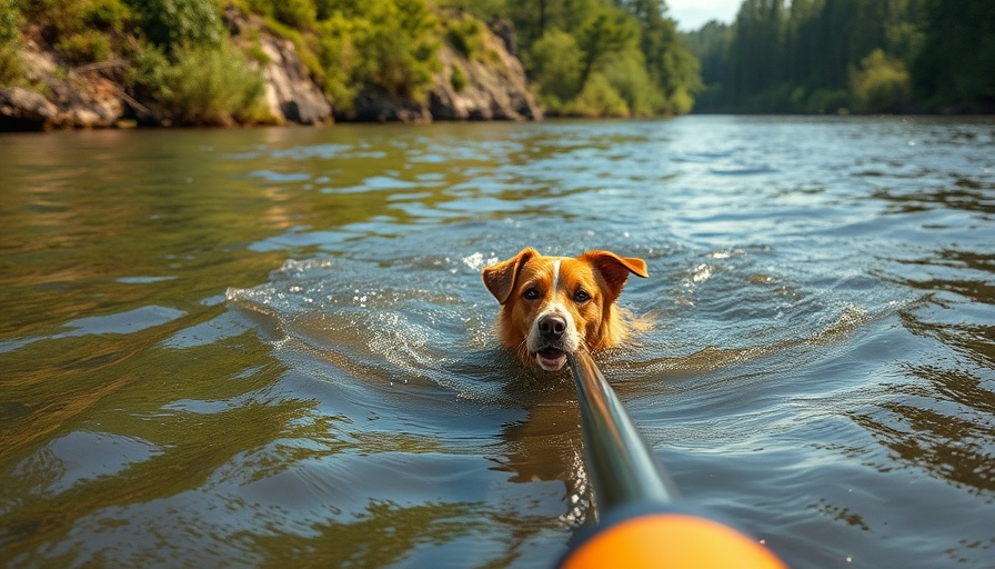 Pembroke Pines police officers assist dog in river rescue scene.