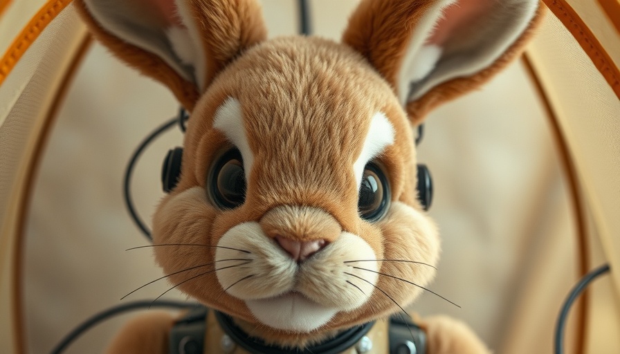 Robotic plush rabbit with sensors in tent related to Florida's plan to catch snakes with robots.