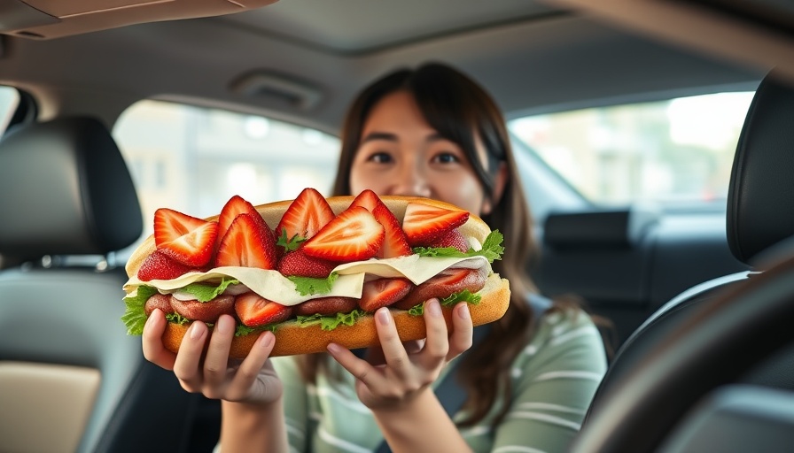 Japanese sandos in Miami enjoyed by smiling woman in a car.